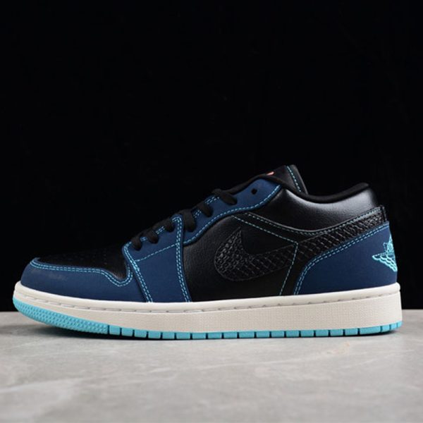 جردن وان لو بلک دارک Jordan 1 Low Black Dark Obsidian Snakeskin