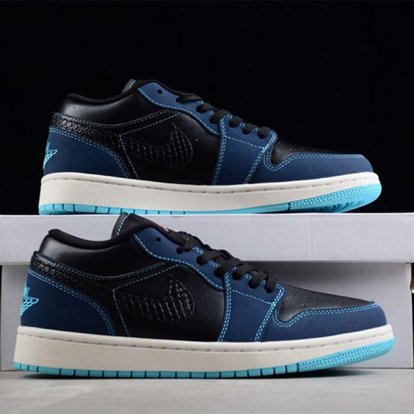 جردن وان لو بلک دارک Jordan 1 Low Black Dark Obsidian Snakeskin