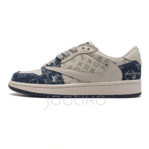 ایر جردن وان لویی ویتون LV Nike Jordan 1 Low x Travis Scott Fragment Denim Navy