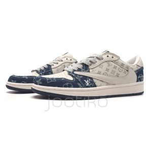 ایر جردن وان لویی ویتون LV Nike Jordan 1 Low x Travis Scott Fragment Denim Navy